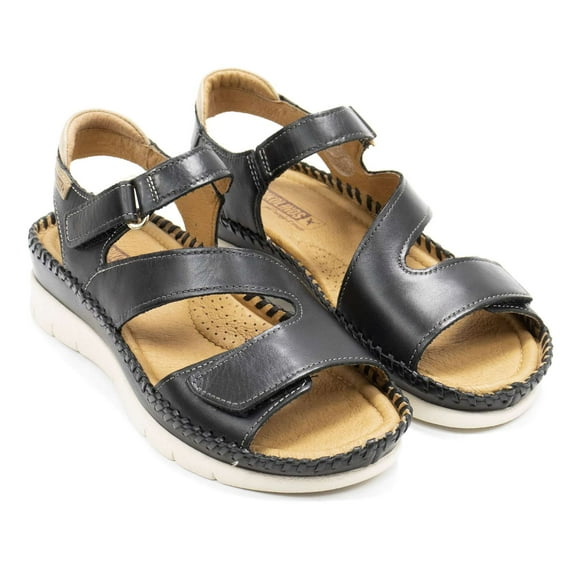 Pikolinos Women's Altea Leather Wedge Sandals, Black,5.5-6 M US