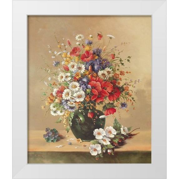 Pila 26x30 White Modern Wood Framed Museum Art Print Titled - SEPTEMBER BOUQUET
