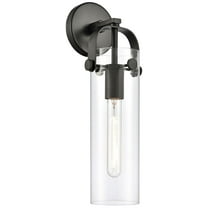 Pilaster 16 3/4" High Matte Black Cylinder Glass Wall Sconce