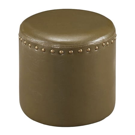 Pilaster Designs Andrea 15.5" Transitional Faux Leather Ottoman in Green
