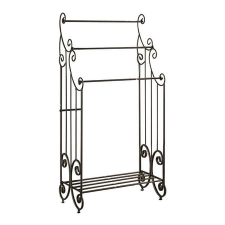 Pilaster Designs Bristol Metal Triple Towel Rack Organizer with Shelf in Pewter