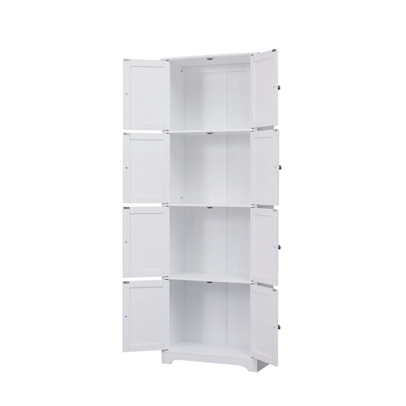Pilaster Designs Burnham 4-tier Wood Kitchen Pantry Storage Cabinet in White