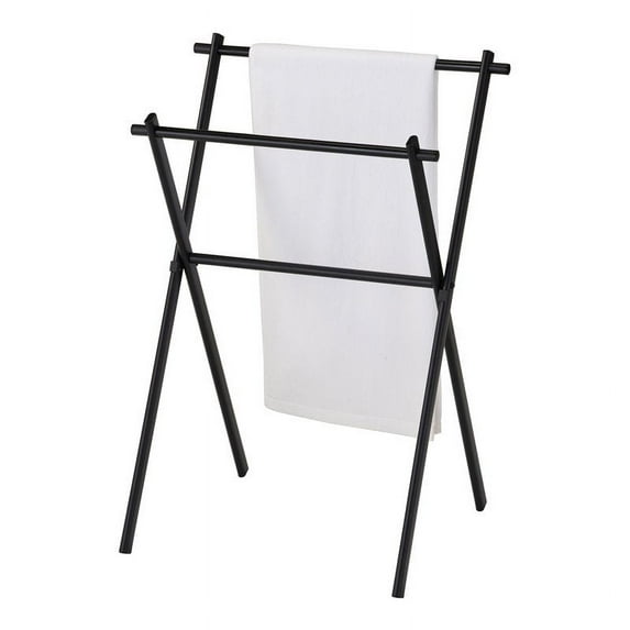 Pilaster Designs Expression Metal Bathroom Towel Rack Stand in Black