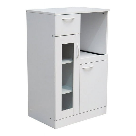 Pilaster Designs Gremlin Wood Kitchen Storage Pantry Cabinet with Shelf in White