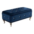 thumbnail image 1 of Pilaster Designs Jane 18" Transitional Velvet Storage Bench in Blue, 1 of 5