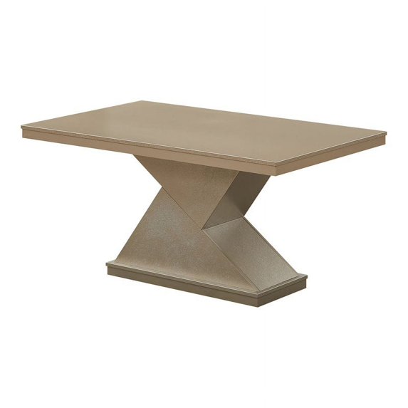 Pilaster Designs Legault 59" Rectangular Wood Pedestal Dining Table in Gold