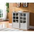 thumbnail image 1 of Pilaster Designs Nolan White Wood China Curio Display Cabinet With Glass Sliding Doors & Adjustable Storage Shelves, 1 of 4