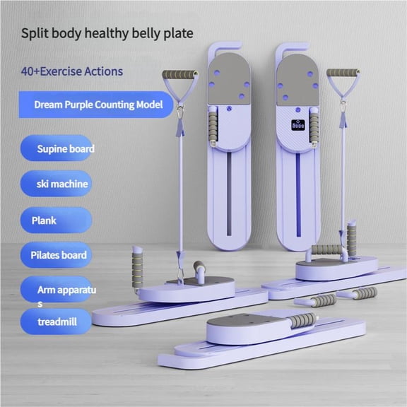 Pilates Balance Board, 40+ Exercises, Multifunctional Fitness Tool for Abs, Ski, Plank, Arms, Walking, Push-ups, USB Charging
