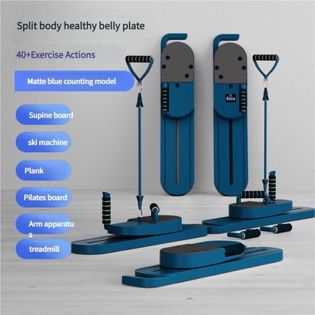 Pilates Balance Board, 40+ Exercises, Multifunctional Fitness Tool for Abs, Ski, Plank, Arms, USB Charging Panel, Purple/Blue