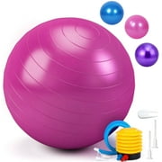Pilates Ball, Exercise Yoga Ball Anti-Burst Stability Ball Chair with Quick Pump, Workout Fitness Balance Ball for Pregnancy, Office, Home Gym (Pink 55 cm)