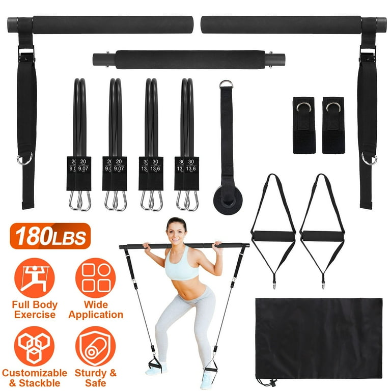 Pilates Bar Kit with 4 100LBS Elastic Resistance Bands Teqhome Yoga Pilates Stick Portable Home Gym Exercise Pilates Bar Kit for Women Full Body Workouts Walmart