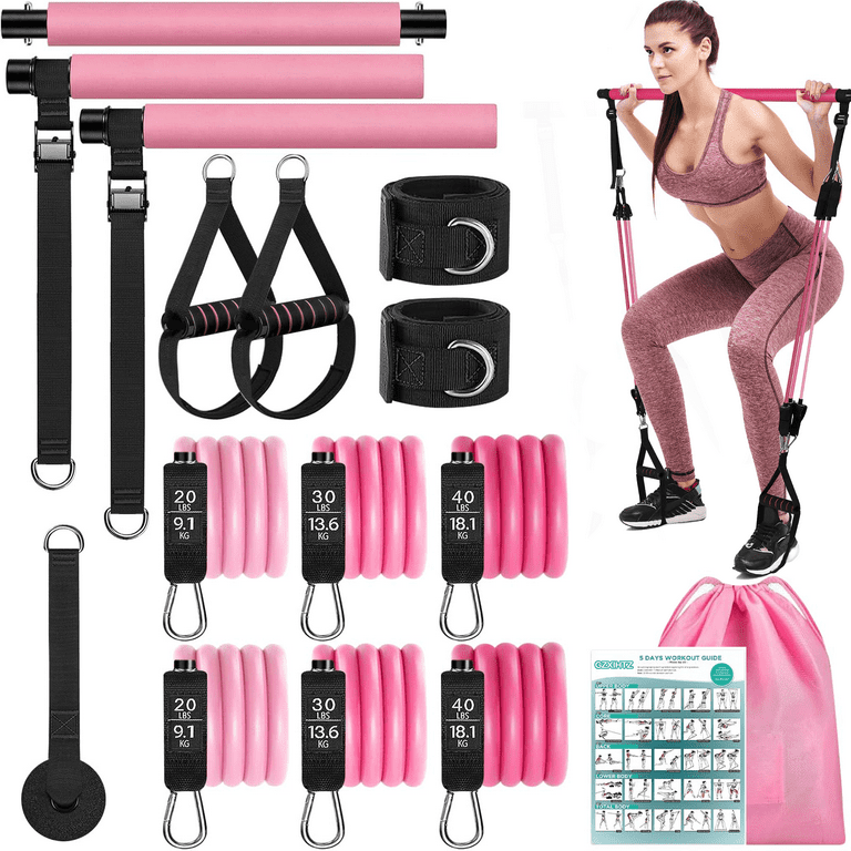 GZXIHTZ Pilates Bar Kit, Resistance Bands Workout Equipment, Full
