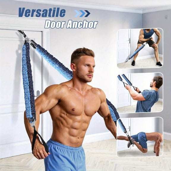 Pilates Bar Kit with 6 Fabric Resistance Bands (20/30/40 Lbs), 180 Lbs Home Gym Equipment for Full-Body Workouts, Yoga & Pilates, Men & Women