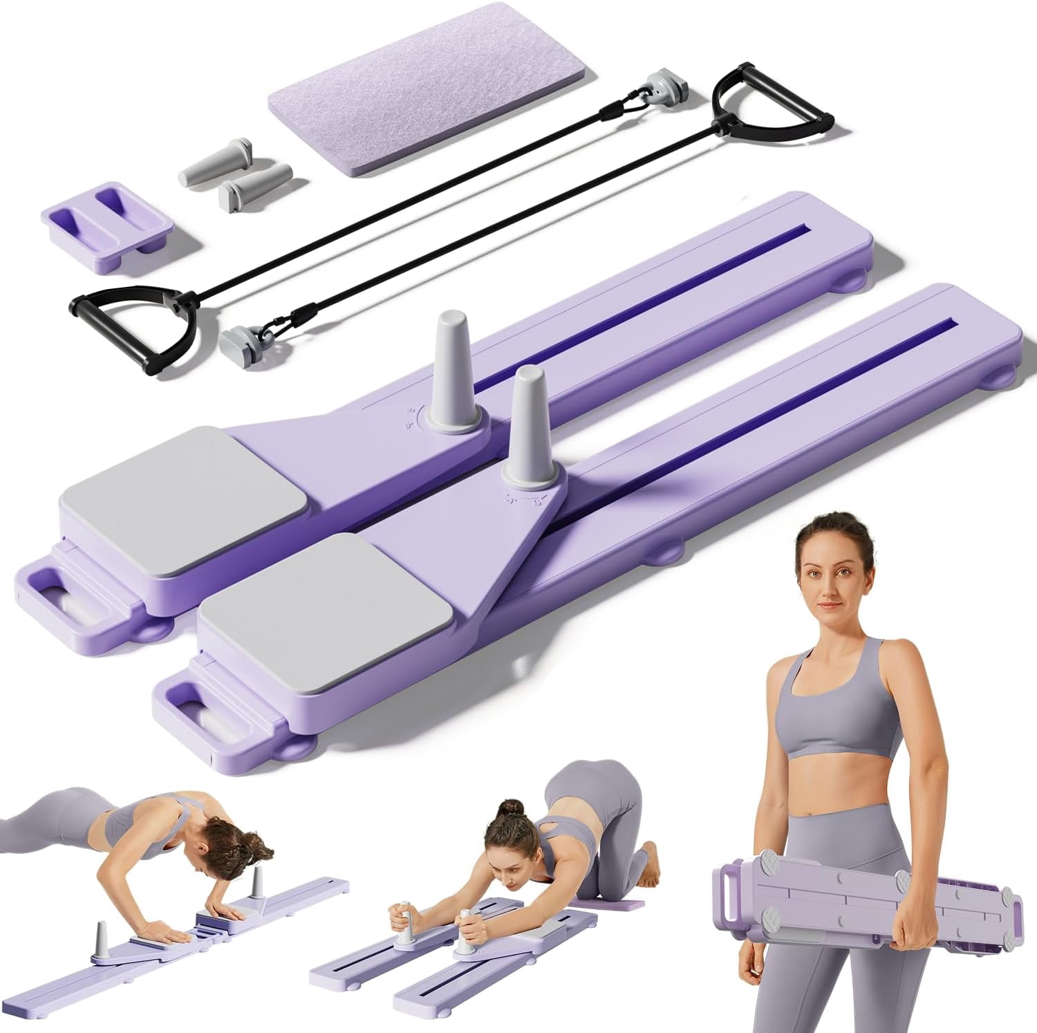 Planche D'entraînement Pilates Pliable - Multifonction Portative, Couleur Violette, Occasion Comme Neuve