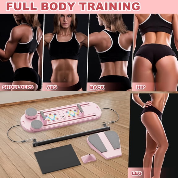 Pilates Board Multifunctional Foldable Pilate Reformer for Home Workout, Portable Abdominal Core Exercise Machine with Resistance Bands & Knee Pad, Pilates Equipment for Women & Men