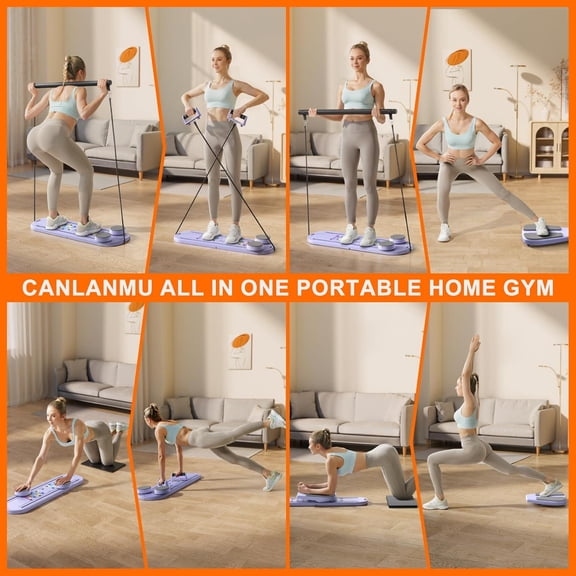 Pilates Board Multifunctional Rebound Abdominal Trainer with Resistance Bands and Timer for Home Gym