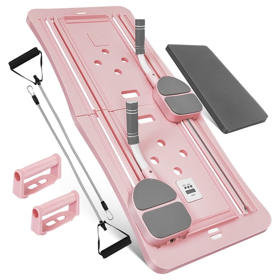 Pilates Board,Rebound Abdominal Board,Foldable Pilates Reformer Set, Ab Core Trainer Machine(Pink)