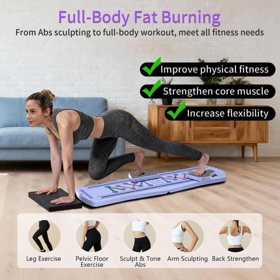 Pilates Board for Home Workout - Upgraded 7-in-1 Portable Pilates Reformer Set