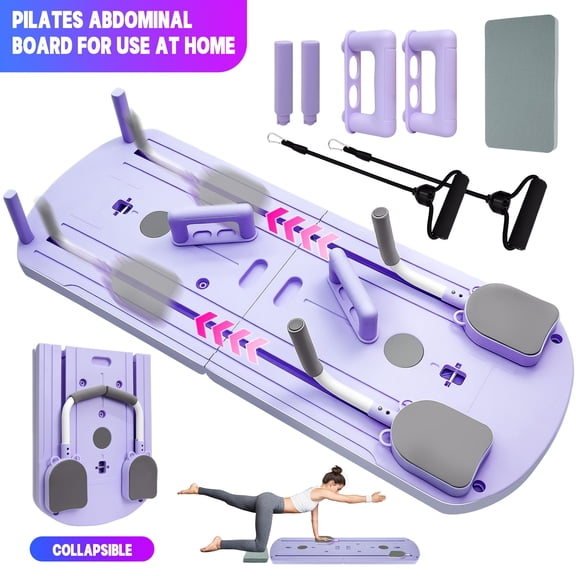 Pilates Board with Resistance Bands, Foldable Ab Trainer for Home Workout