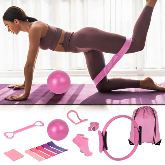 Pilates Essentials Kit for Women, 13-Piece Home Pilates Equipment Set, Includes Pilates Ring, Resistance Bands, Yoga Ball, for Women's Home Workouts & Beginners