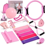 Pilates Essentials Kit for Women 15 Pcs Pilates Starter Set Equipment for Home Workouts with Yoga Ring, 5 Resistance Bands,Pedal Puller & Anti-Slip Socks for Beginners