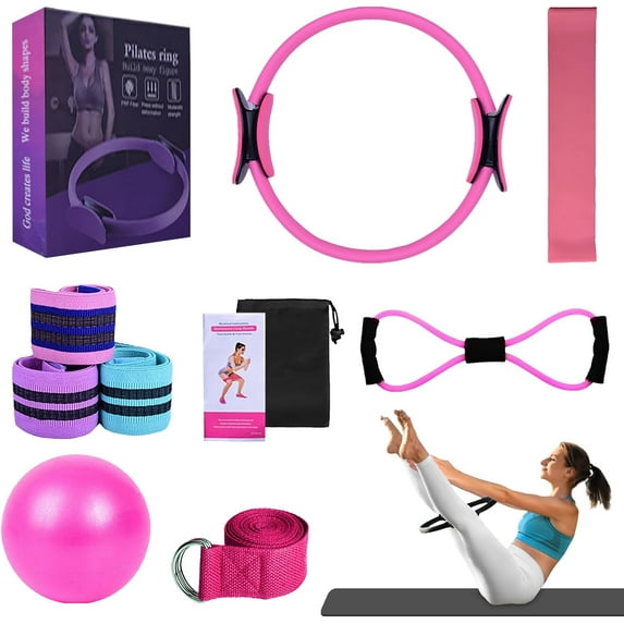 Pilates Essentials Kit for Women, 2025 New Better Me Pilates Kit, Pilates Rings Booty Bands, Yoga Sets for Women, Hip Exercise Band Yoga Ball 25cm Figure 8 Resistance Band