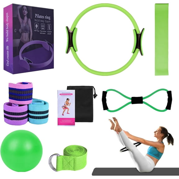 Pilates Essentials Kit for Women, 2025 New Better Me Pilates Kit, Pilates Rings Booty Bands, Yoga Sets for Women, Hip Exercise Band Yoga Ball 25cm Figure 8 Resistance Band
