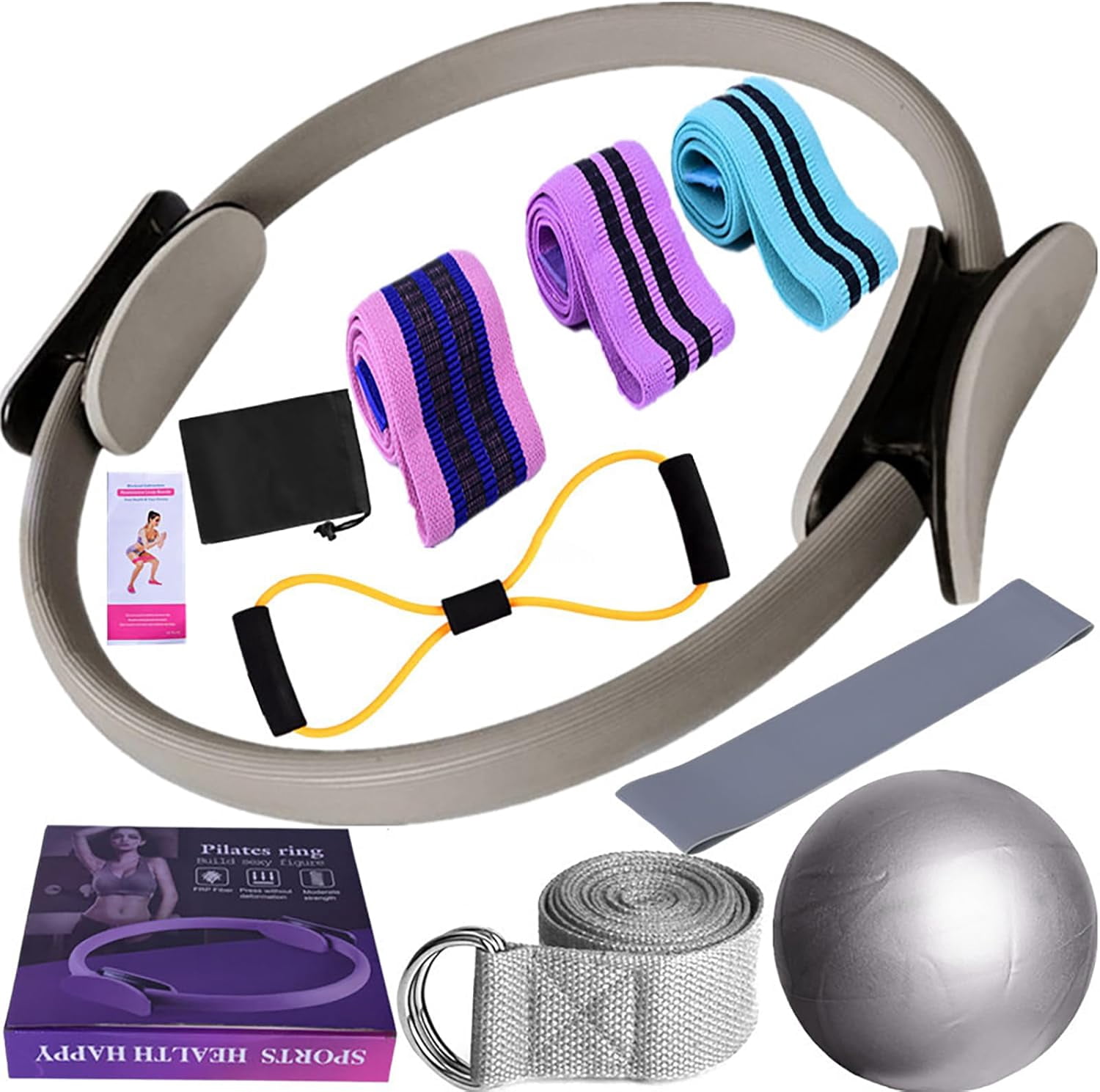 Stylel Star Home Pilates Kit Women Equipment Ring Resistance Bands Ball Yoga Exercise Portable - View #3