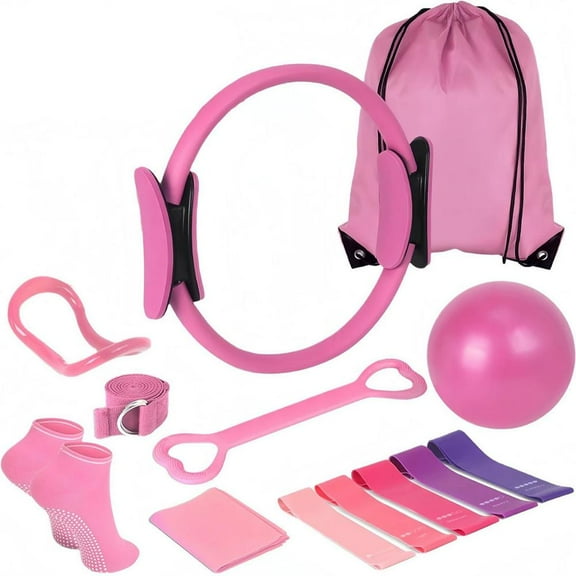 Pilates Essentials Kit for Women,2025 New Pilates Kit for Home Workouts,Beginners Home Pilates Essential Kit,Hip Exercise Band Yoga Ball,Portable Fitness Equipment for Core Strength, Stretching