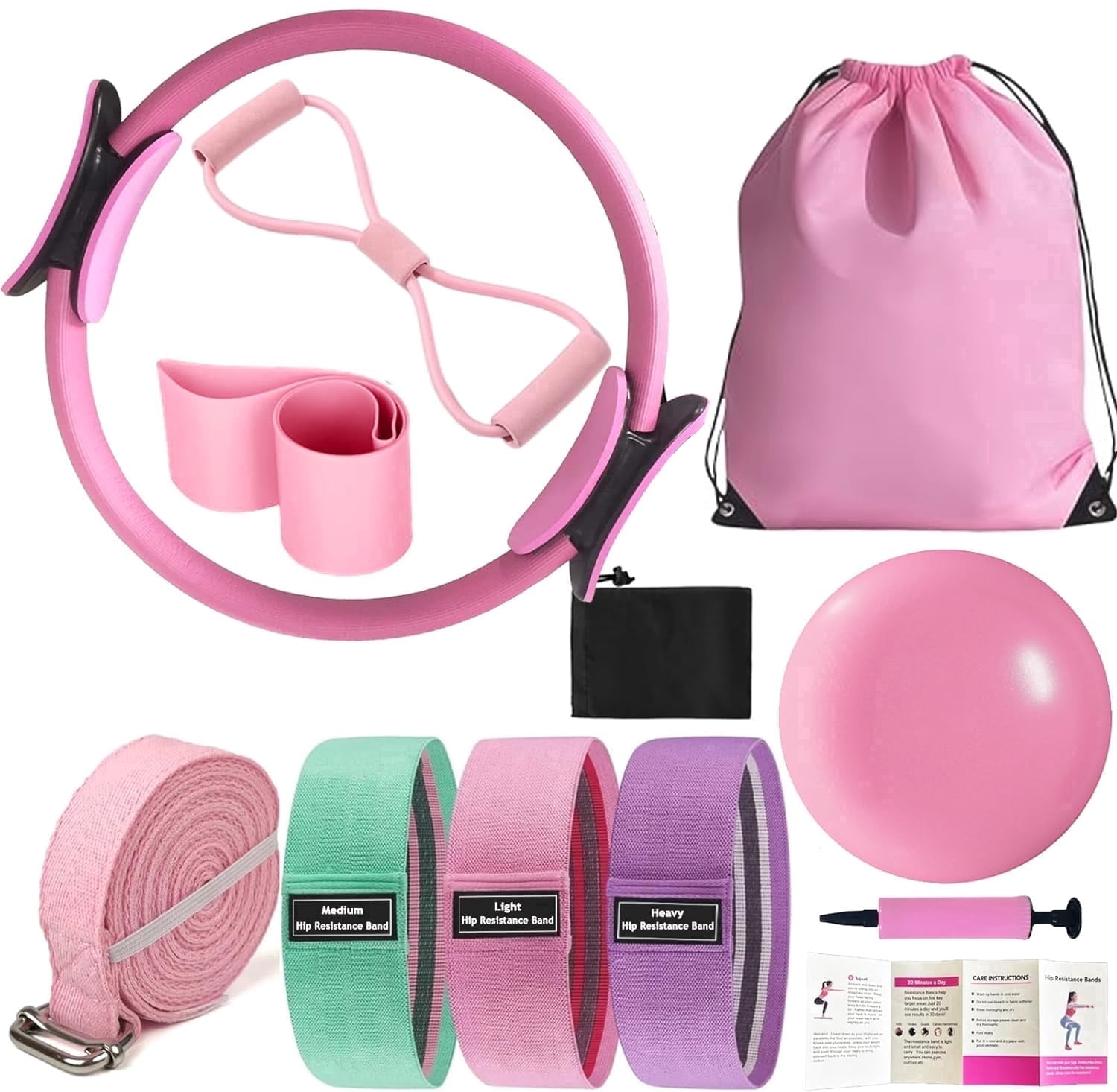 Pilates Essentials Kit for Women - Better Yoga Pilates Kit for Home Workouts with Pilates Ring and Ball Set,Booty Bands,Figure 8 Resistance Band,Yoga Bands for Stretching