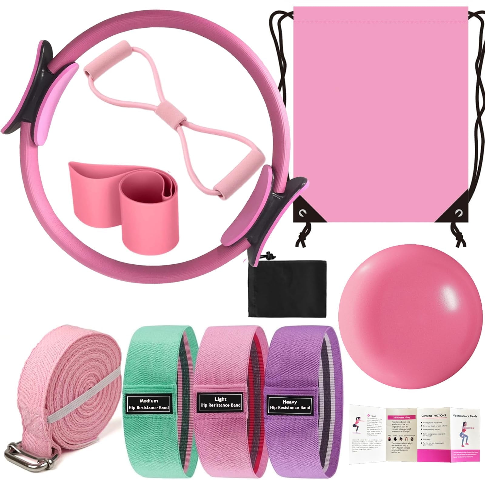 Pilates Essentials Kit for Women - Better Yoga Pilates Kit for Home Workouts with Pilates Ring and Ball Set, Booty Bands, Figure 8 Resistance Band, Yoga Bands for Stretching