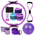 thumbnail image 1 of Pilates Essentials Kit For Women,Pilates Kit,Pilates Ring,Yoga Sets For Women Pilates At Home Equipment Pilates Magics Ring Booty Bands For Working(Purple 14.57*14.57*2.36in)from QiwagFerng, 1 of 10