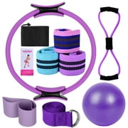 Pilates Essentials Kit For Women,Pilates Kit,Pilates Ring,Yoga Sets For Women Pilates At Home Equipment Pilates Magics Ring Booty Bands For Working(Purple 14.57*14.57*2.36in)from QiwagFerng