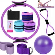 Pilates Essentials Kit for Women Yoga Sets at Home Equipment-Complete Set of 11 Pilates Magic Ring Booty Bands Glutes Yoga Ball 25cm Figure 8 Resistance Band Betterme Pilates Kit