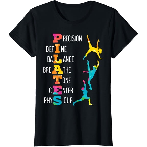 Pilates Fitness Exercise Training Contrology Meditation T-ShirtMen and women, Black T-shirt, size: Extra large