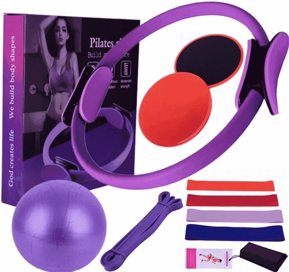 WNJSL Pilates Home Workout Set Ring, Ball & Resistance Bands, Yoga Set for Full-Body Training