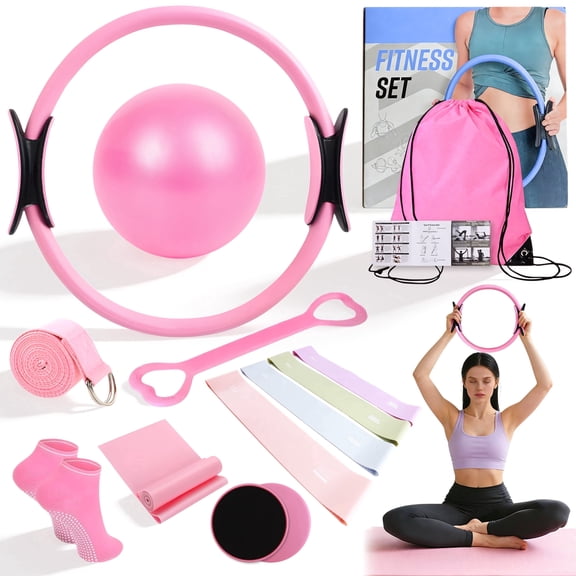 punada Pilates Kit, Pilates Essentials Kit for Women with 14" Pilates Ring and Ball, Pilates Equipment Set with Resistance Bands, Core Sliders, and Accessories for Starter Home Workout