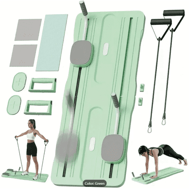 4-IN-1 Pilates Machine with Multi-Level Resistance, Foldable Pilates Board- Home Gym Equipment for Core Strength, Stretching, Balance Training , Push up Board
