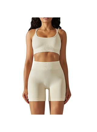 Abonlen Seamless 2 Piece Outfits for Women Biker Shorts Sport Bra