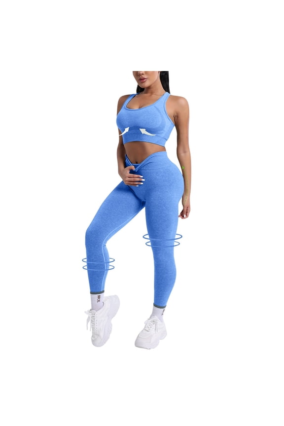 Pilates Outfits Workout Sets for Women Seamless High Waist Leggings and Yoga Crop for Athletic Gym 2 Piece Set Excellent Stretch for Freedom