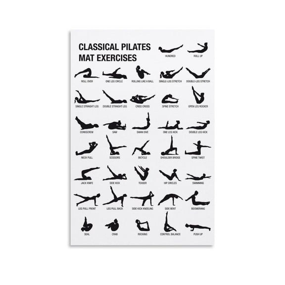 Pilates Poster Classical Pilates Mat Exercises Poster Pilates Workout Chart Poster Canvas Painting Poster Album Art Decor Painting Wall Art Canvas Poster Bedroom Decor Poster