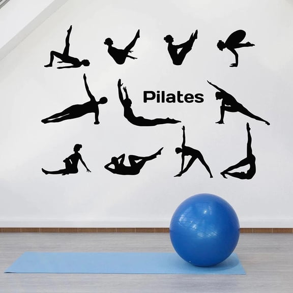 Pilates Posture Wall Decal Lifestyle Yoga Pose Gymnastics Sport Interior Decor Vinyl Window Stickers Mural Art Removable 42x62cm