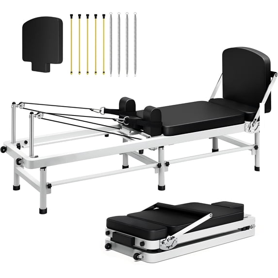 Pilates Reformer,91-Inch Professional Pilates Machine with 800LBS Capacity,Pre-Installed,Silent Smooth Glide,Adjustable Height