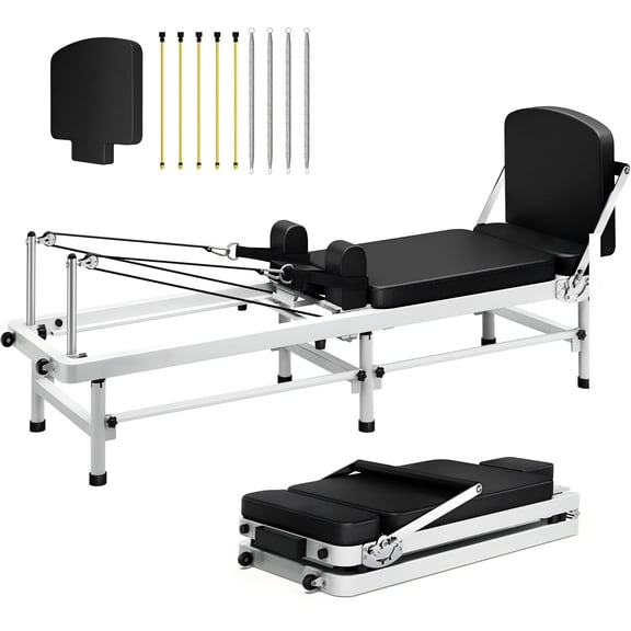 Pilates Reformer,91-Inch Professional Pilates Machine with 800LBS Capacity,Pre-Installed,Silent Smooth Glide,Adjustable Height