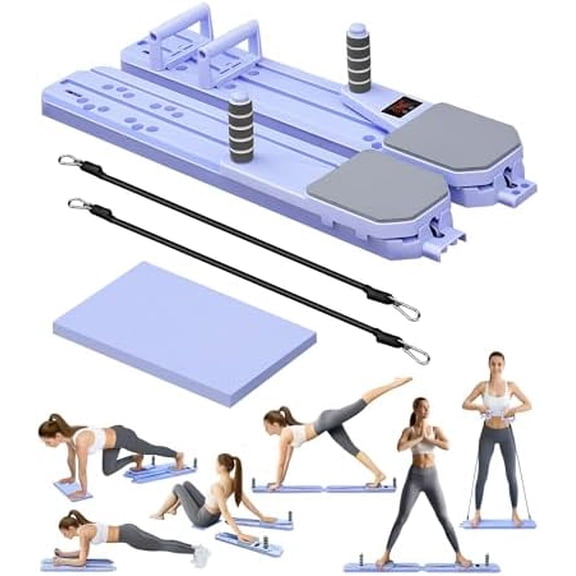 Pilates Reformer Board for Home, 12-in-1 Split Portable Pilates Machine with Ski Simulator & Digital Timer | Home Workout Equipment Kit for Full Body, Abs, Glutes, Balance Training$$Other