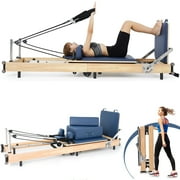 Pilates Reformer Foldable Machine Equipment for Home Gym Aerobic Exercise, Wood Pilates Reformer Workout with Reformer Box, Jump Board Suits for Studio Gym - Up to 500 lbs Weight Capacity