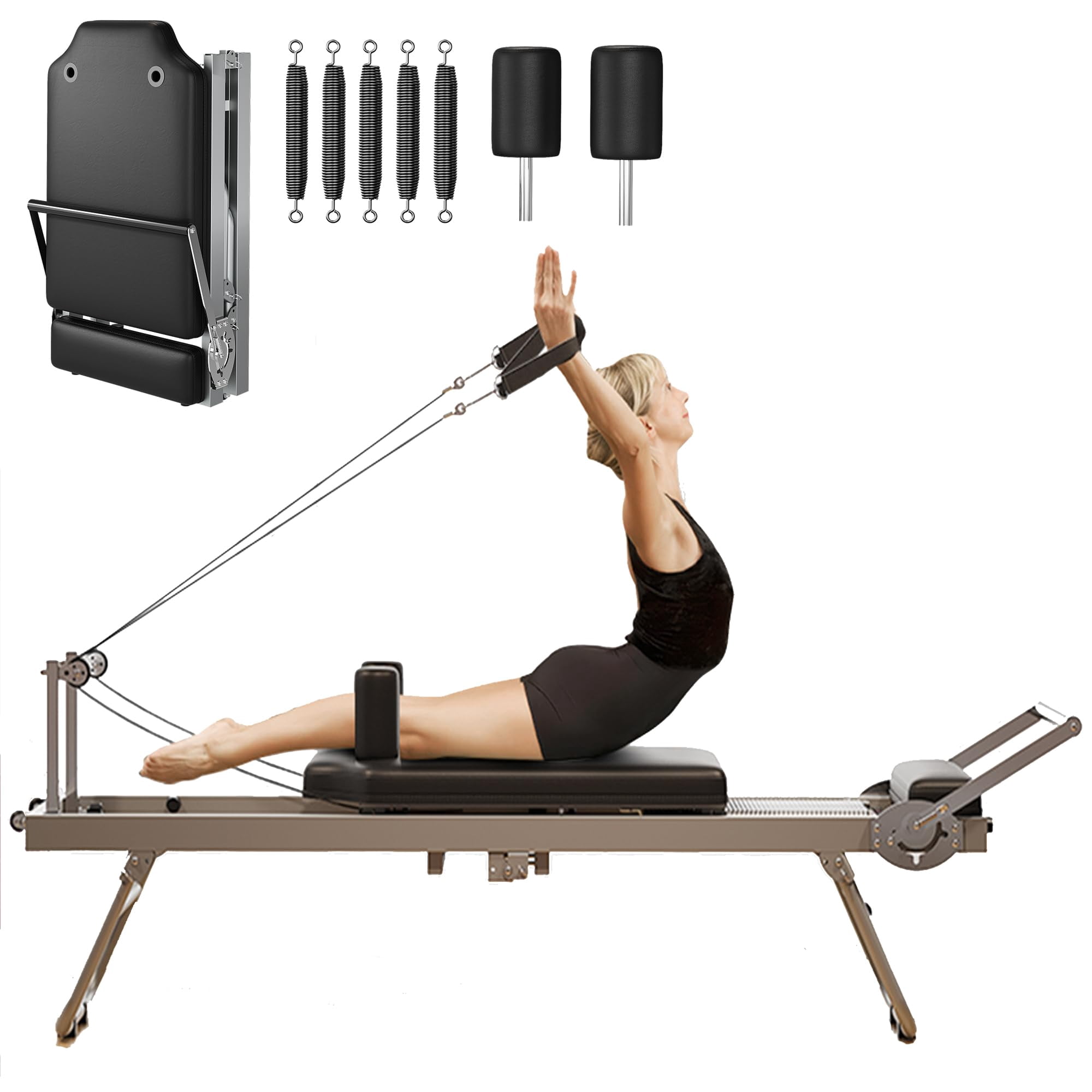 Pilates Frame Pilates Reformer,Foldable Pilates Reformer Machine for Home Gym, Wider ...
