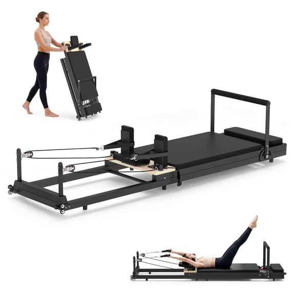 Pilates Reformer Foldable Pilates Reformer Machine for Home Gym Apartment Use Space-Saving Pilates Machine for Core Strength&Full Body Workout