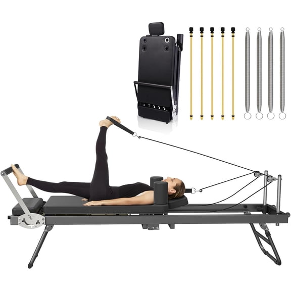 Addwin Foldable Pilates Reformer, Suitable for Beginners and Advanced Users, 400 lb Capacity