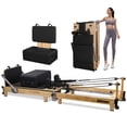 thumbnail image 1 of Pilates Reformer Machine - Foldable Wooden Reformer with Springs, Jump Board & Sitting Box | Home & Studio Use for Core Strength, Weight Loss | Oak Frame, 1 of 6